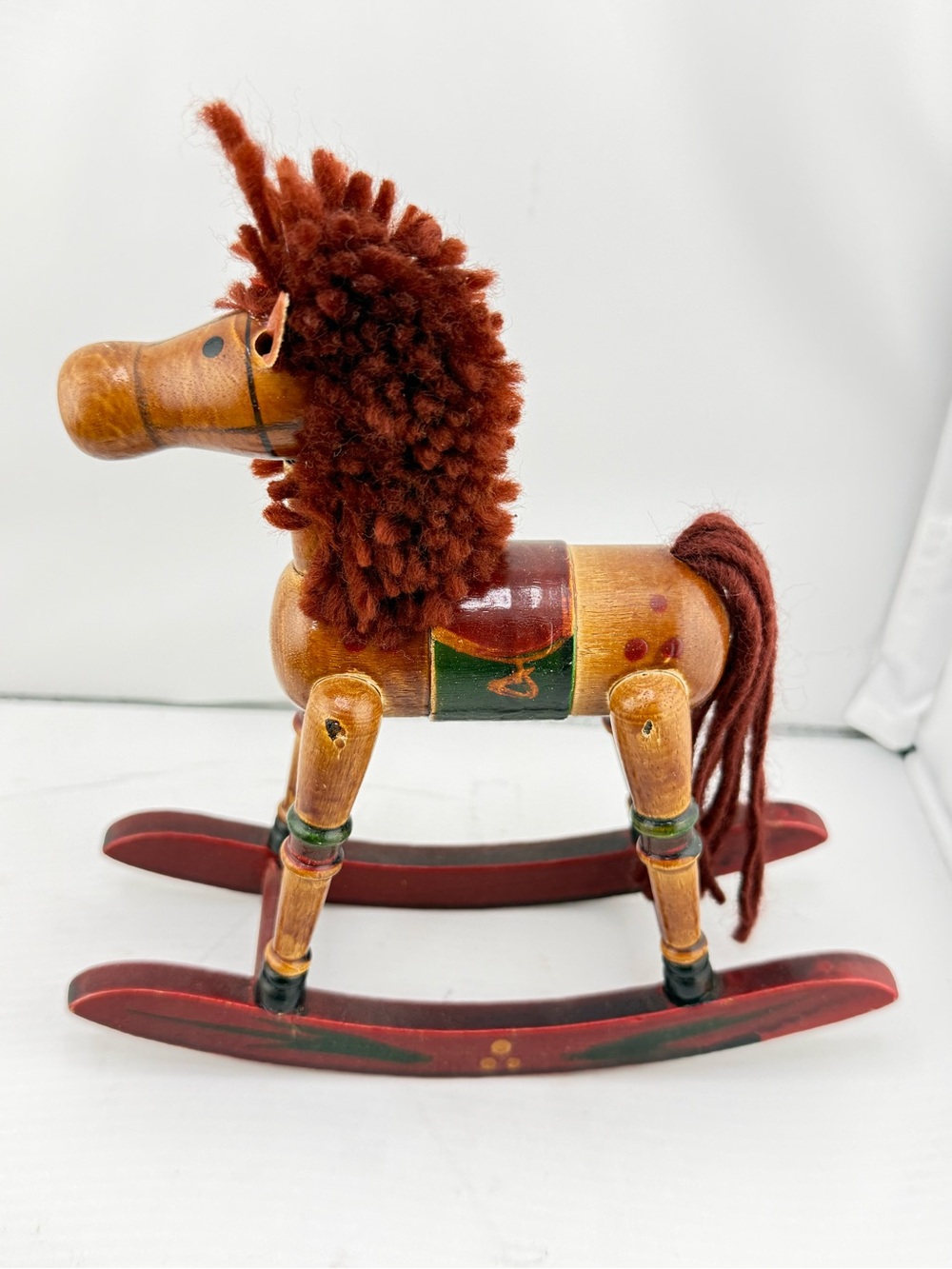 Vintage Small Wooden Rocking Horse Hand Painted